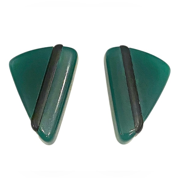 Vintage Emerald Green Triangle Earrings - Picture 1 of 2